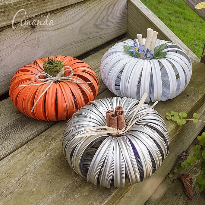 How to make mason jar canning lid pumpkins