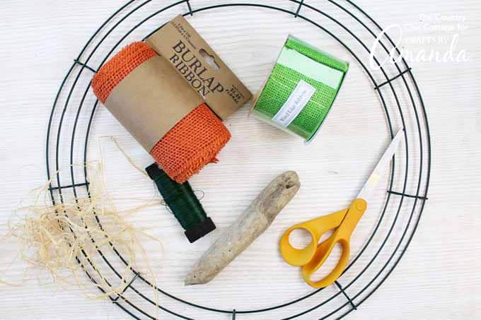 supplies needed for burlap pumpkin wreath