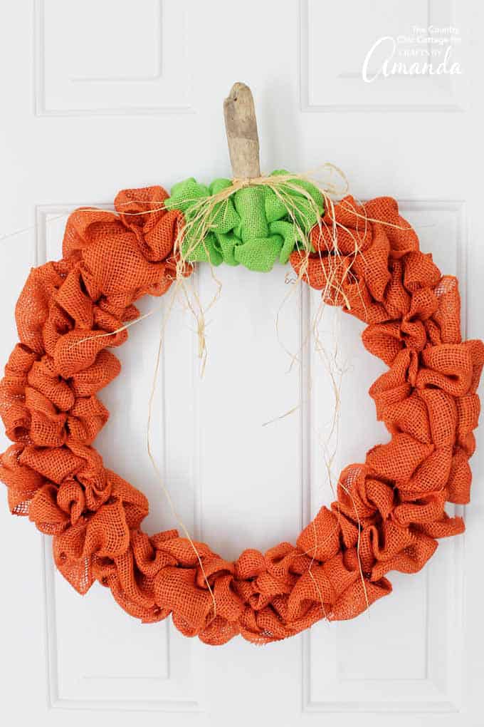 pumpkin shaped wreath made out of burlap