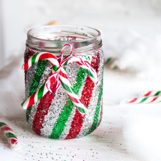 Glitter Candy Cane Jar