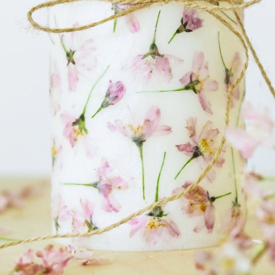 Pressed Flower Candle