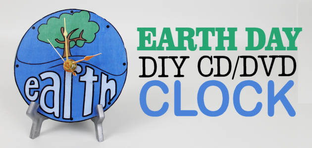 Make this awesome world clock for Earth Day or any day! It's made form a CD or DVD and we have free printable original artwork you can download.