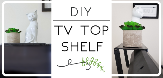 Check out our DIY TV top shelf made from paint sticks. This shelf sits on the top of your TV or monitor and can hold lightweight items!