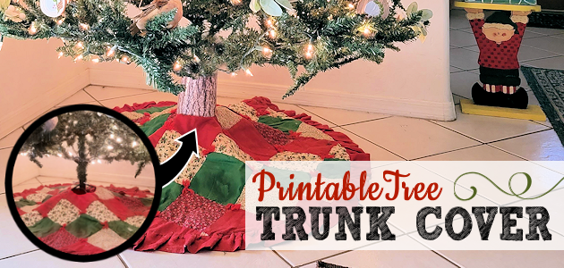 If you have an artificial Christmas tree without a fake tree trunk cover for the bottom we've got a quick inexpensive fix! We even have a printable version!