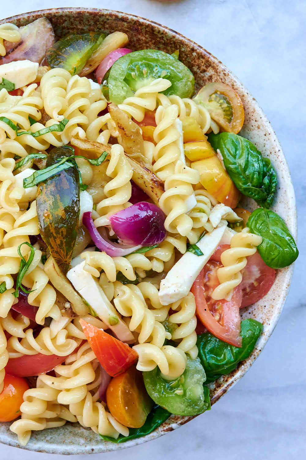 Summer fusilli pasta salad