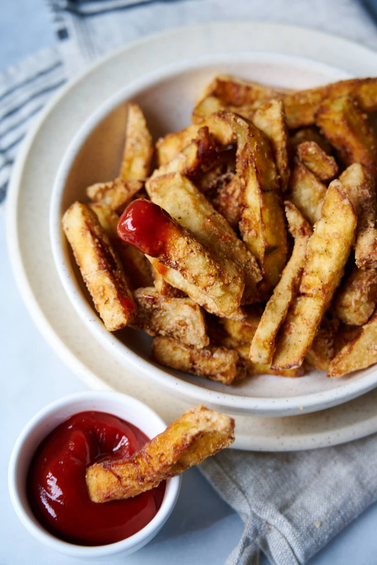 Eggplant Fries - super crispy on the outside, and very soft, creamy on the inside. These little morsels are divine. No other eggplant fries can compete with these. And the seasoning on these fries is the bomb. So scrumptious!