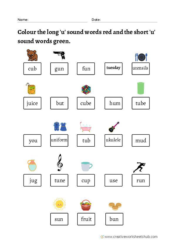 Phonic Sound Worksheets For Kindergarten (Long and Short Vowel Sounds ...