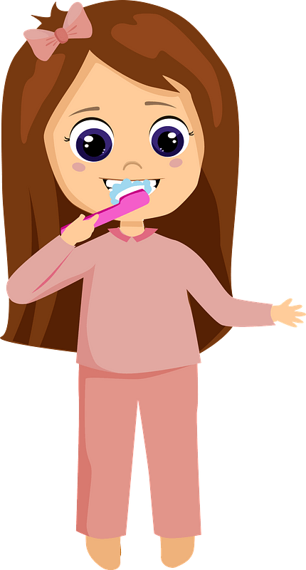 Woman Brushing Teeth Clipart