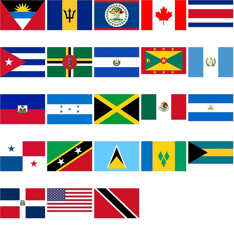 The Map Shows The Flags Of Various North American Countries North Images