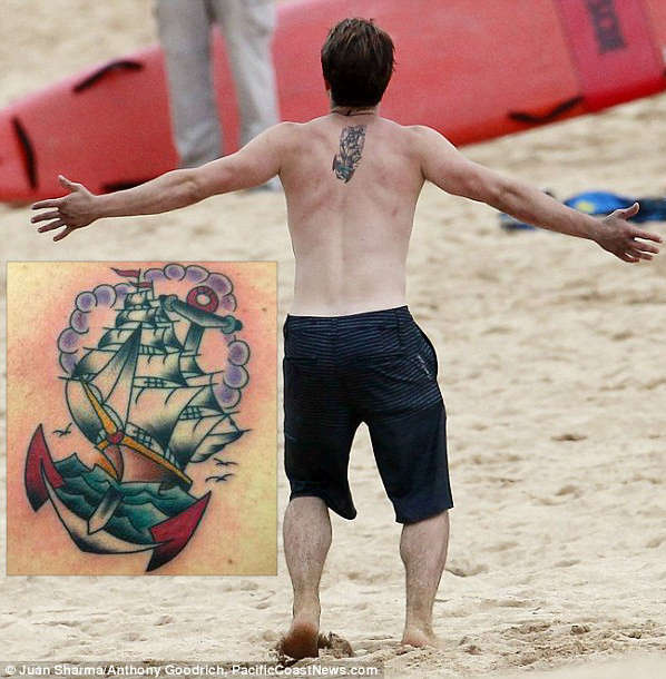 Josh Hutcherson Back Tattoo