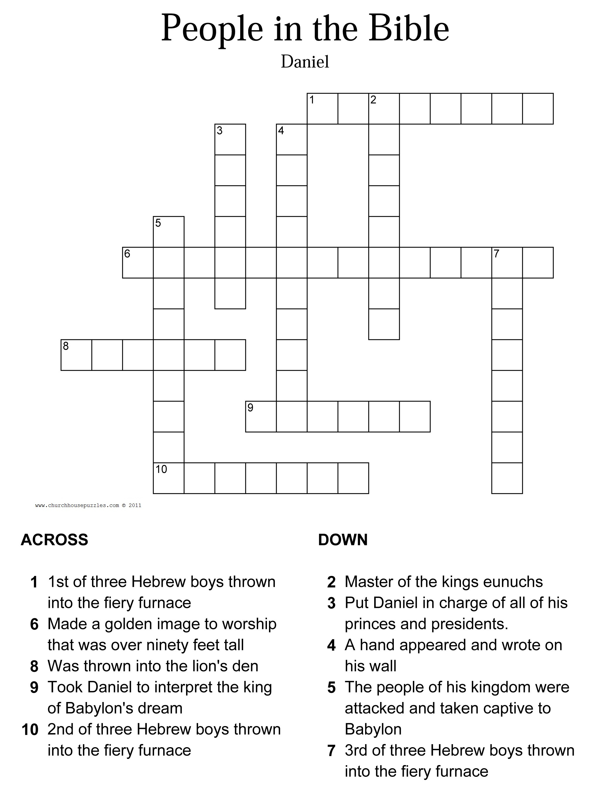 Printable Bible Crossword Puzzles