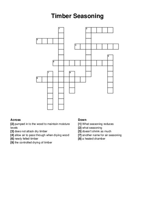 Timber Seasoning Crossword Puzzle