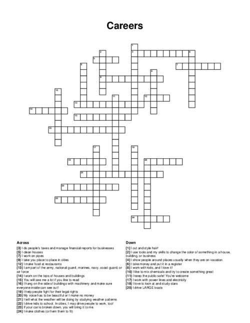 Careers Crossword Puzzle