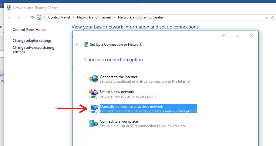 Windows 10 - Manually connect to a wireless network