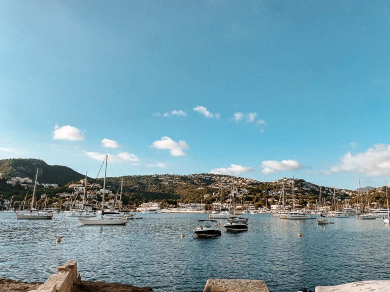 A harbor on the Mediterranean Sea with many boats on the water