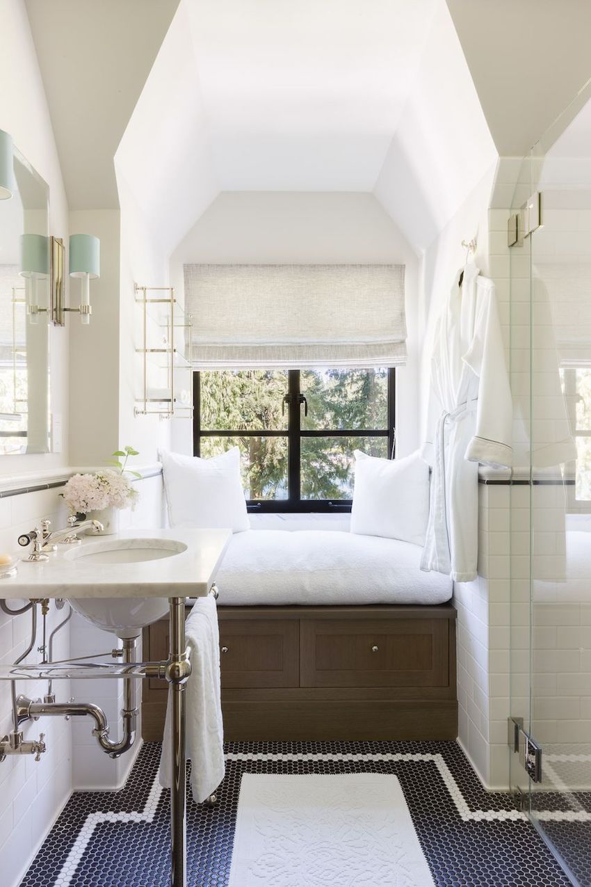 Small Bathroom Window Seat via Alyssa Rosenheck