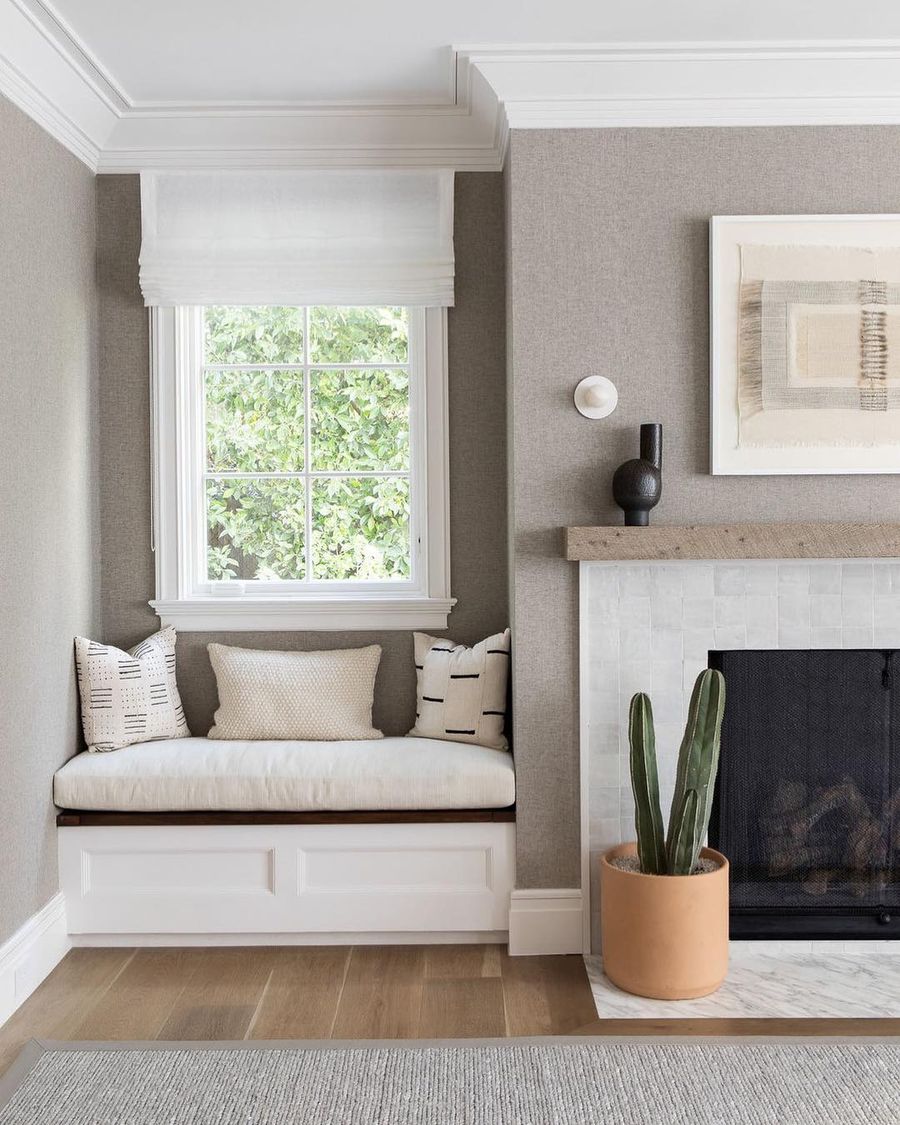 Window Seat near Fireplace via @changoandco