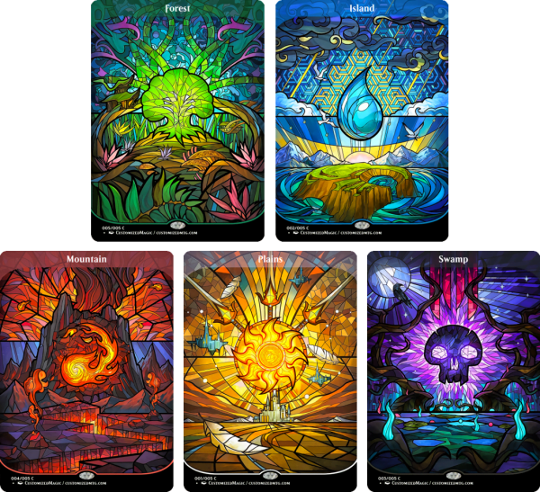 Borderless Stained Glass Basic Lands