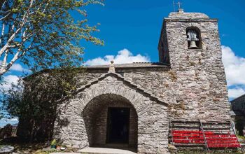 View of the Sanctuary of Santa Maria a real, O Cebreiro. Spain, The Way of Saint James