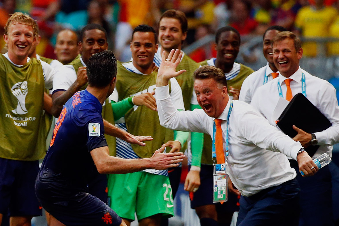 world cup goal celebration van persie