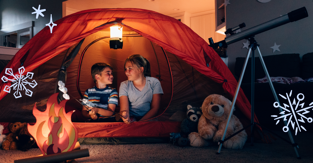 kids camping indoors