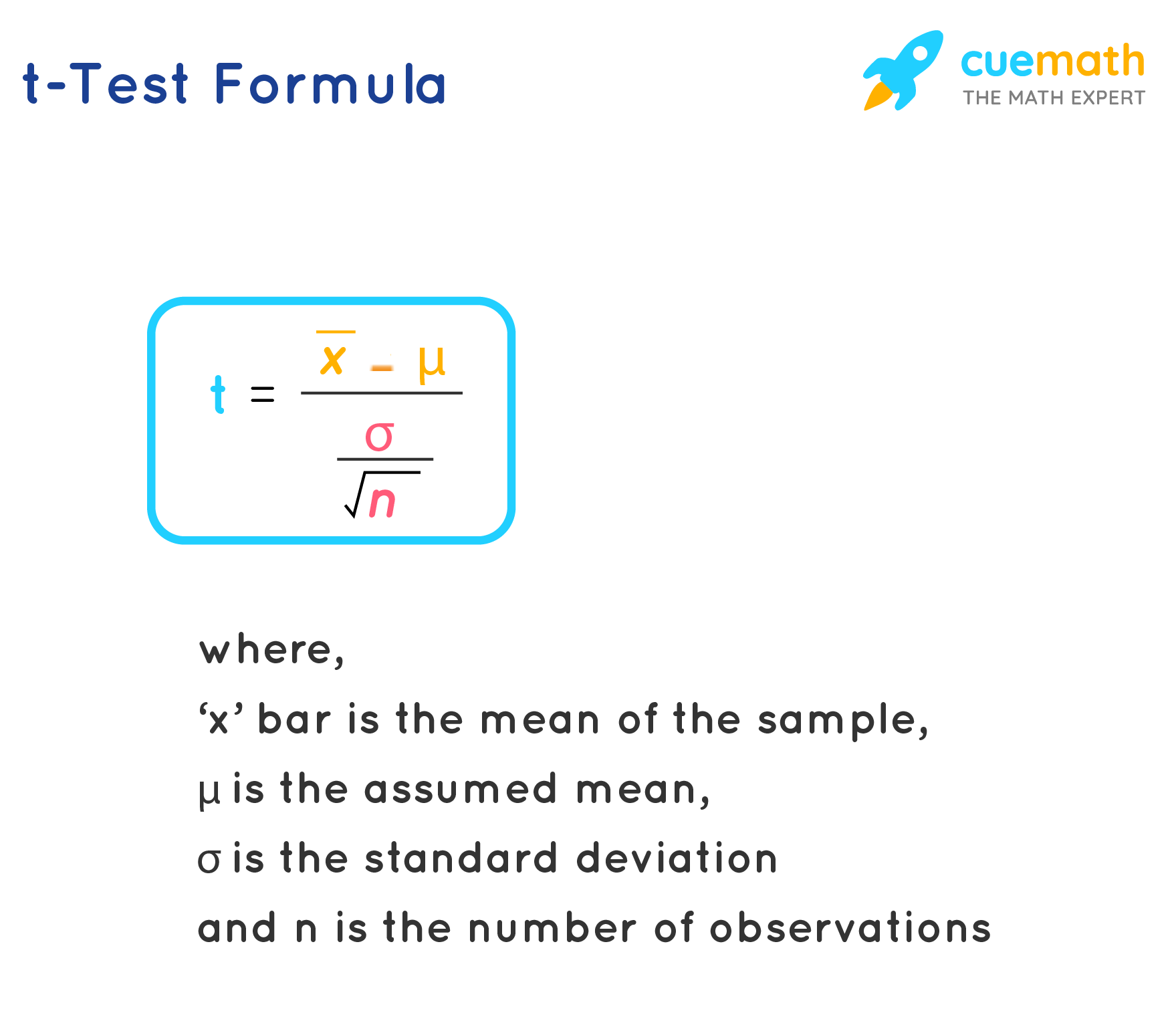 t-test formula for one-sample test