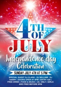 4th of july celebration video poster A4 template