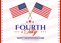 4th of July Two Flags Greeting Card Postcard template