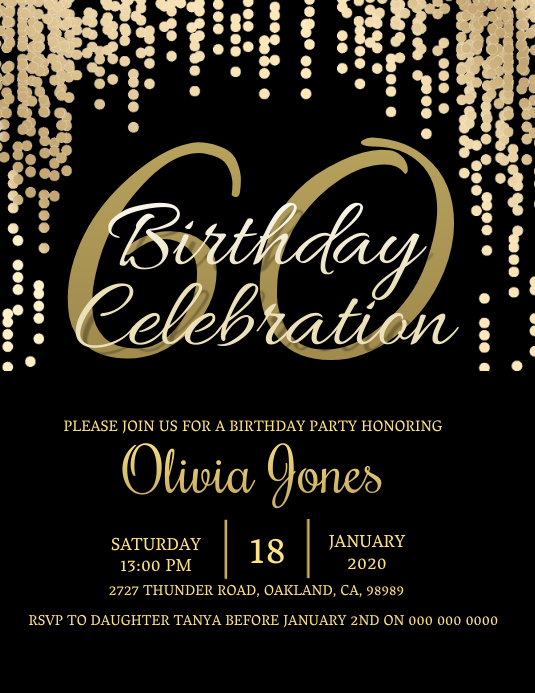 60th Birthday invitation Template | PosterMyWall