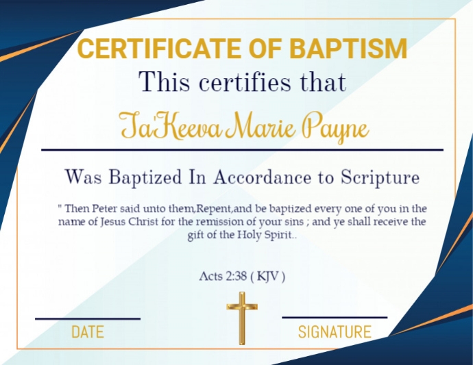 Copy of CERTIFICATE OF BAPTISM | PosterMyWall