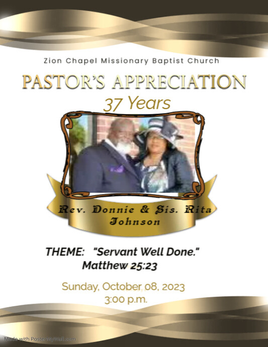 Pastor's Appreciation Gold Church Flyer template