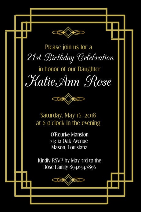 Copy of Art Deco Birthday Invitation | PosterMyWall