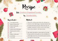 Beige Christmas Recipe Card A4 template