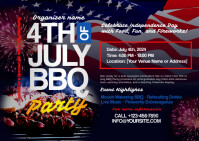 Black Maximalist 4th of July BBQ Party Postca Postcard template