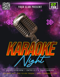 Black Modern & Minimal Karaoke Night Pamflet (letter As) Flyer (US Letter) template