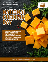 Black Modern & Minimal National Cheddar Day Event Flyer (us Letter) template