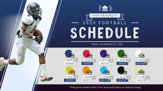 Blue and Grey Football Digital Display Schedule template