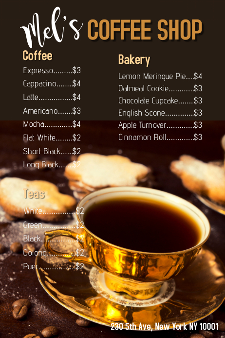 Coffee Shop Menu Design