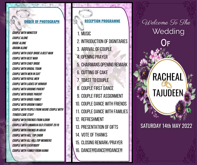 wedding program Large Rectangle template