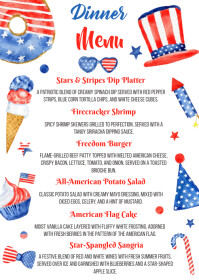 EDITABLE 4th of July Party Menu Card Template A6