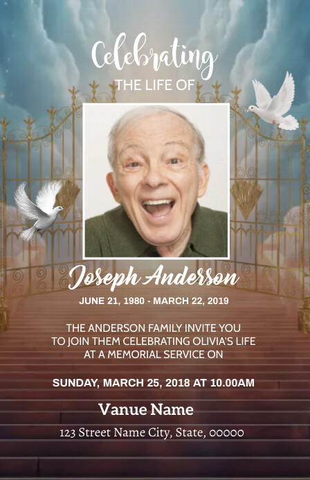 Funeral Announcement Invitation Template | PosterMyWall