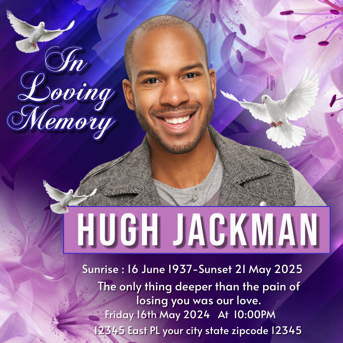 Funeral Flyer death anniversary announcement Template | PosterMyWall