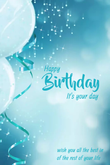 happy birtyhday blue template | PosterMyWall