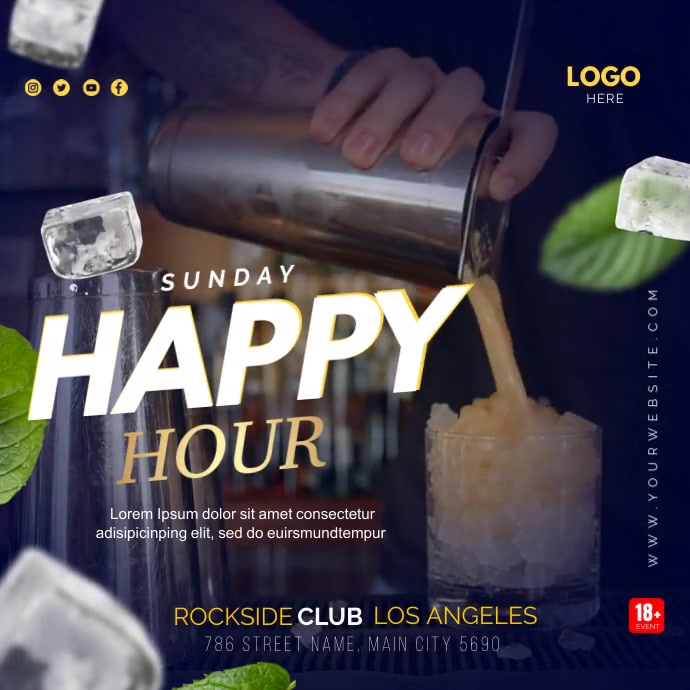 happy hour Instagram Post template