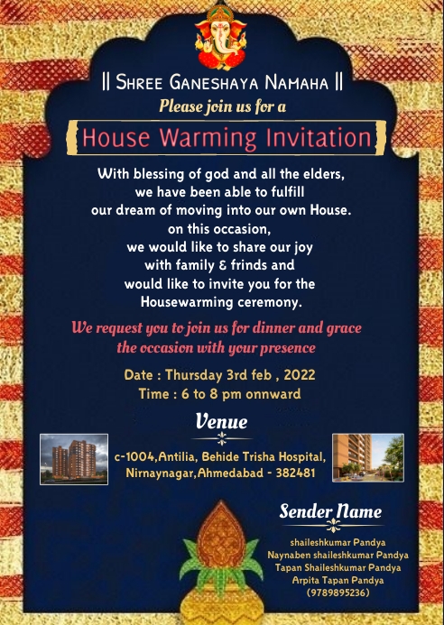 House Warming Invitation Card Design Template | PosterMyWall