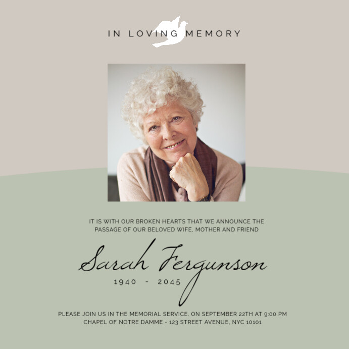 In loving memory death notice instagram post Template | PosterMyWall