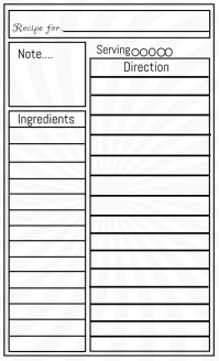 List-based Blank Recipe Card Design Us Legal template