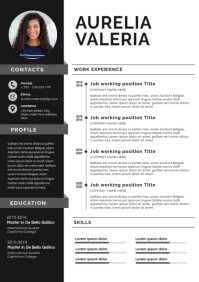 modern elegant minimal black and white resume A4 template