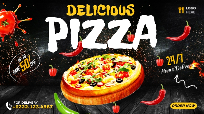 Pizza Flyer 数字显示屏 (16:9) template