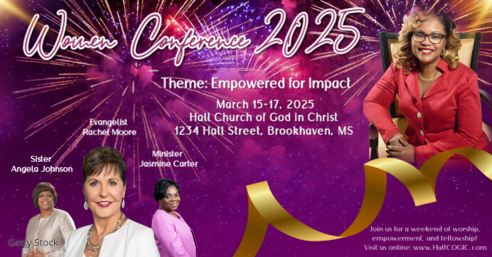 Purple Collage Women Conference Flyer Facebook Event Cover Facebook-evenementomslag template